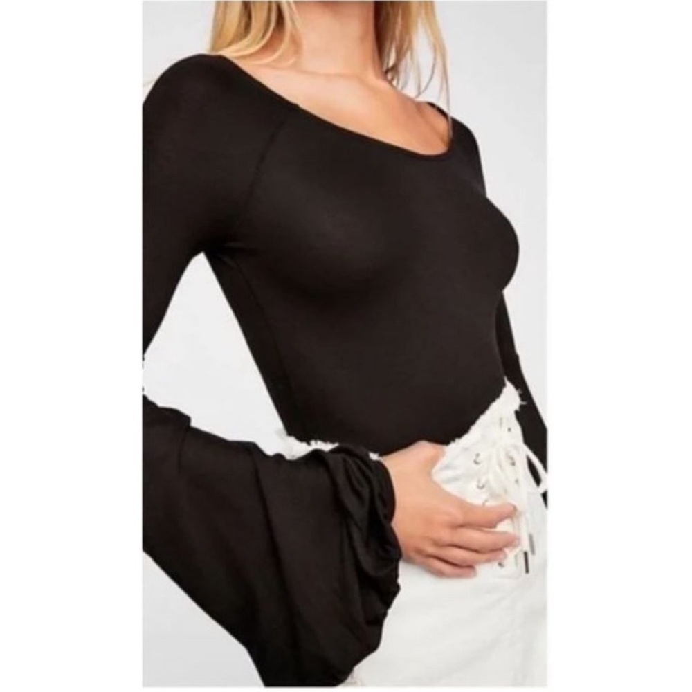 Free People To The Tropics‎ Bell Sleeves Top Black Large - Picture 4 of 11